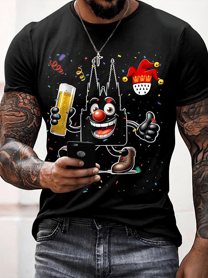 Kratki rukav T-shirt za muškarce s Köln Karneval otiskom