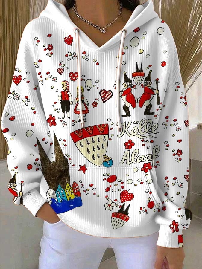 Lijepa majica s kapuljačom s Kölner karnevalskim printom za dame