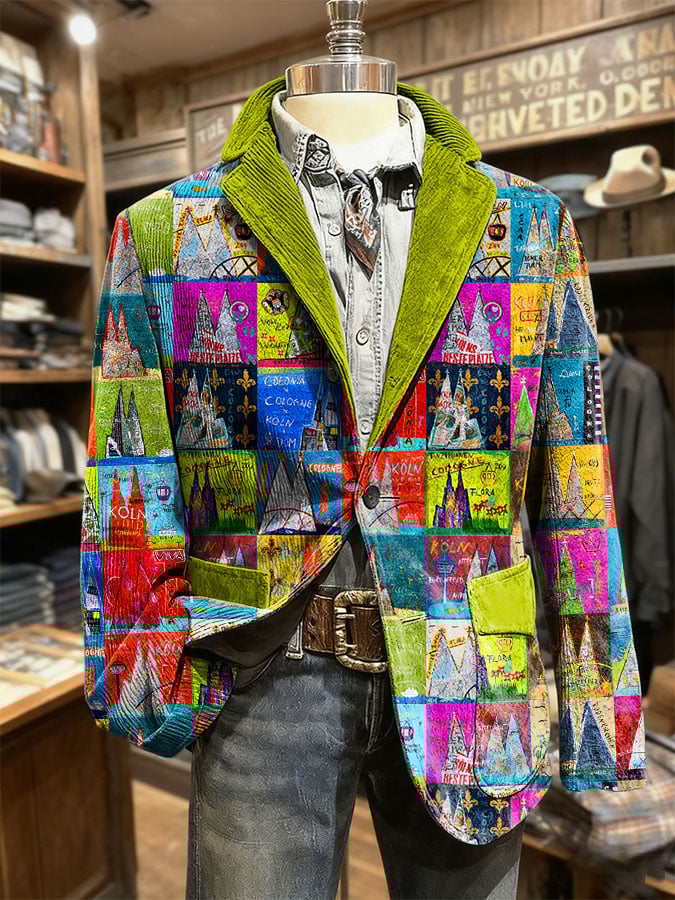 Prekrasan sako za muškarce s retro Köln karneval uzorkom
