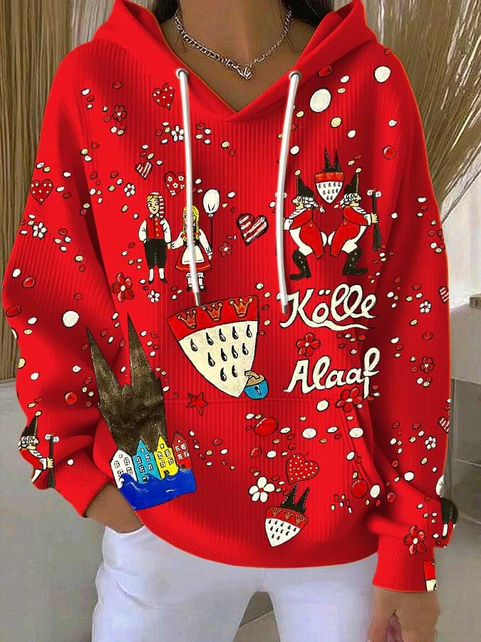 Lijepa majica s kapuljačom s Kölner karnevalskim printom za dame