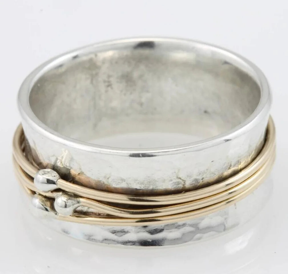 Vintage zlatni prsten sa slojem srebra