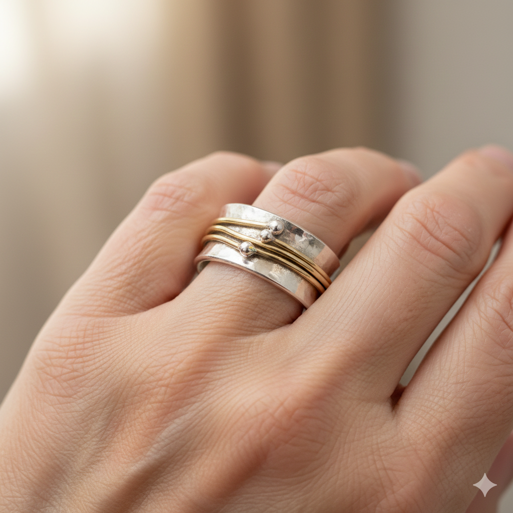 Vintage zlatni prsten sa slojem srebra