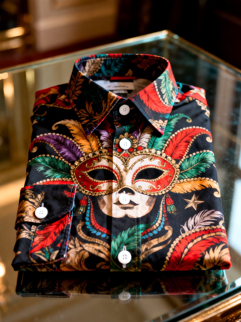 Muška košulja s dugim rukavima s karnevalskim uzorkom