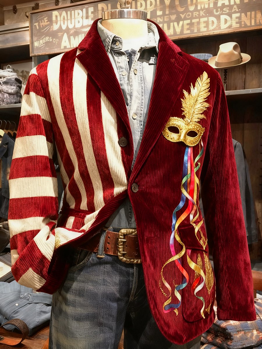 Herre Vintage Casual Cologne Karneval Cordanzugjakke