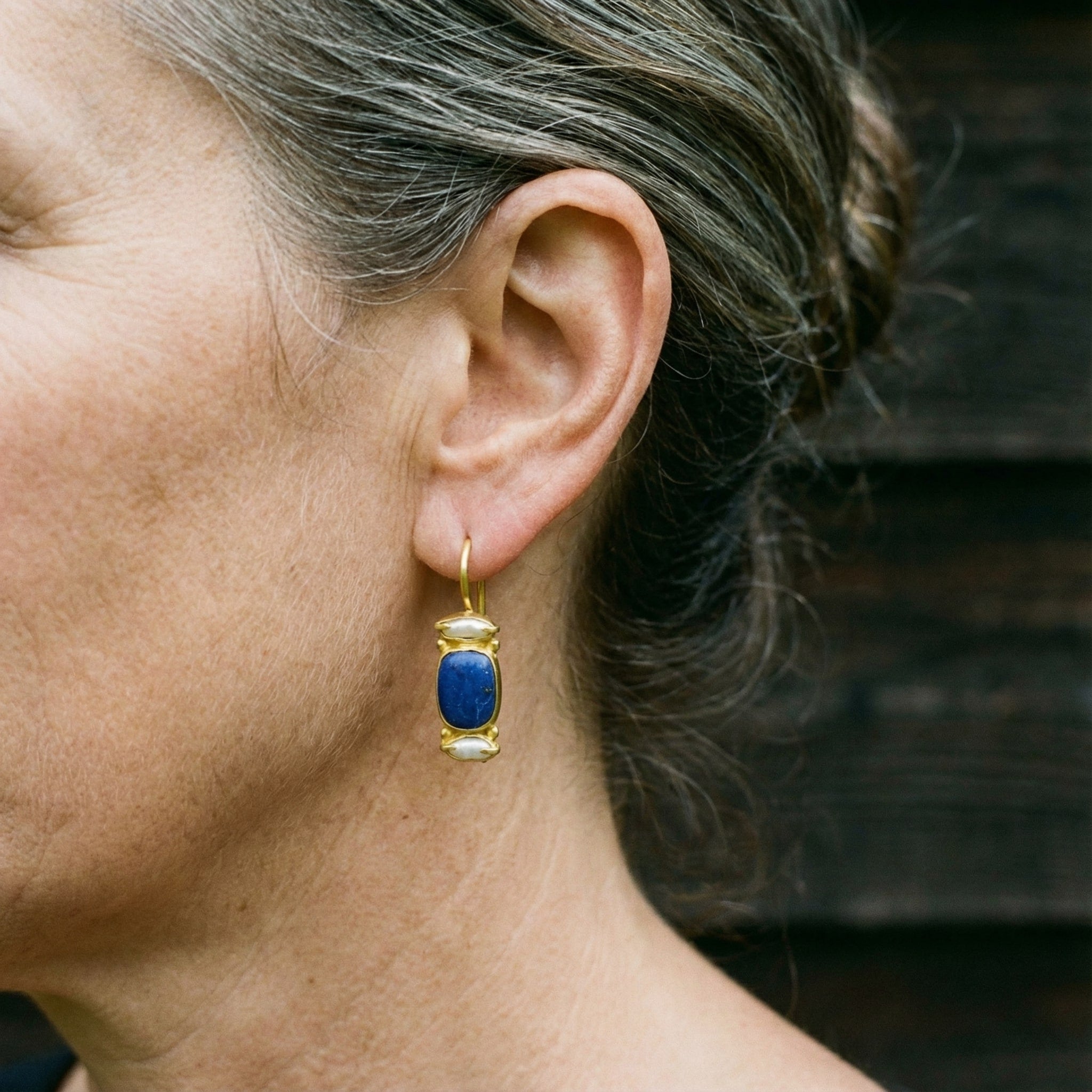 Vintage naušnice u plavoj i zlatnoj