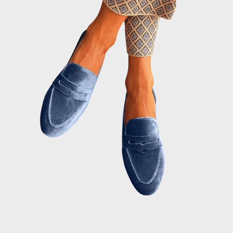 Olivia | Baršunasto plave loaferice