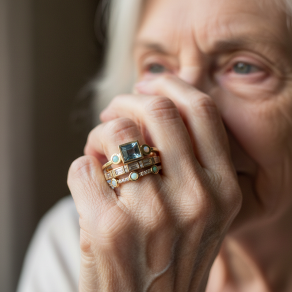 Sada Vintage Prsten s Plavim Kristalima