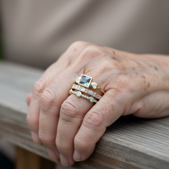 Sada Vintage Prsten s Plavim Kristalima