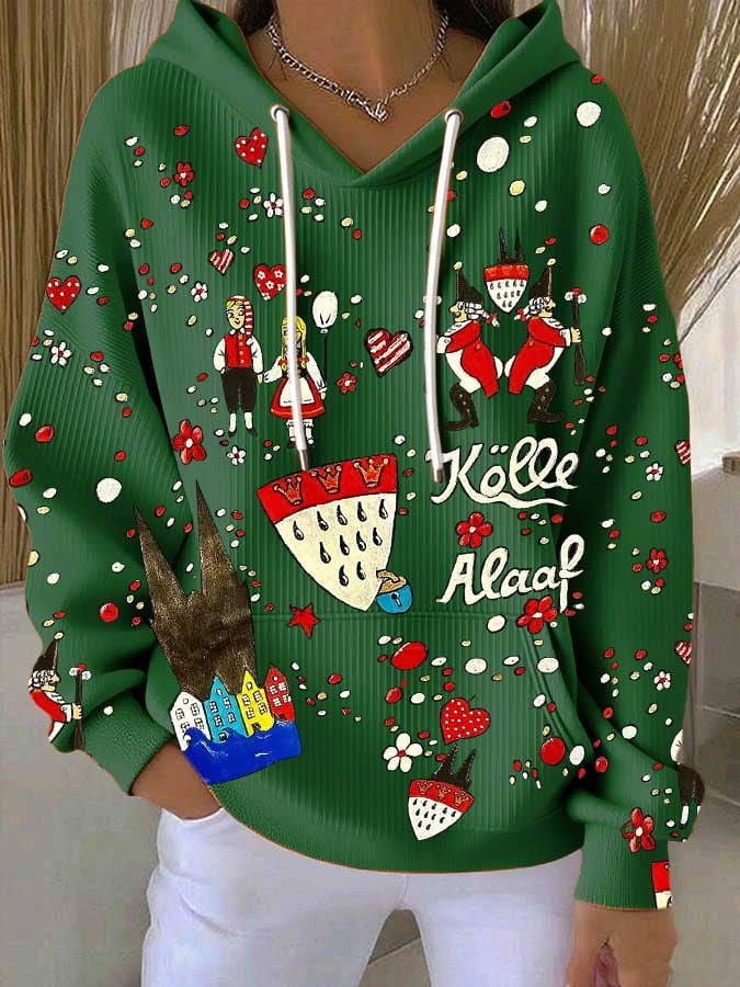 Lijepa majica s kapuljačom s Kölner karnevalskim printom za dame