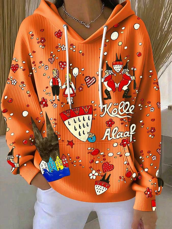 Lijepa majica s kapuljačom s Kölner karnevalskim printom za dame