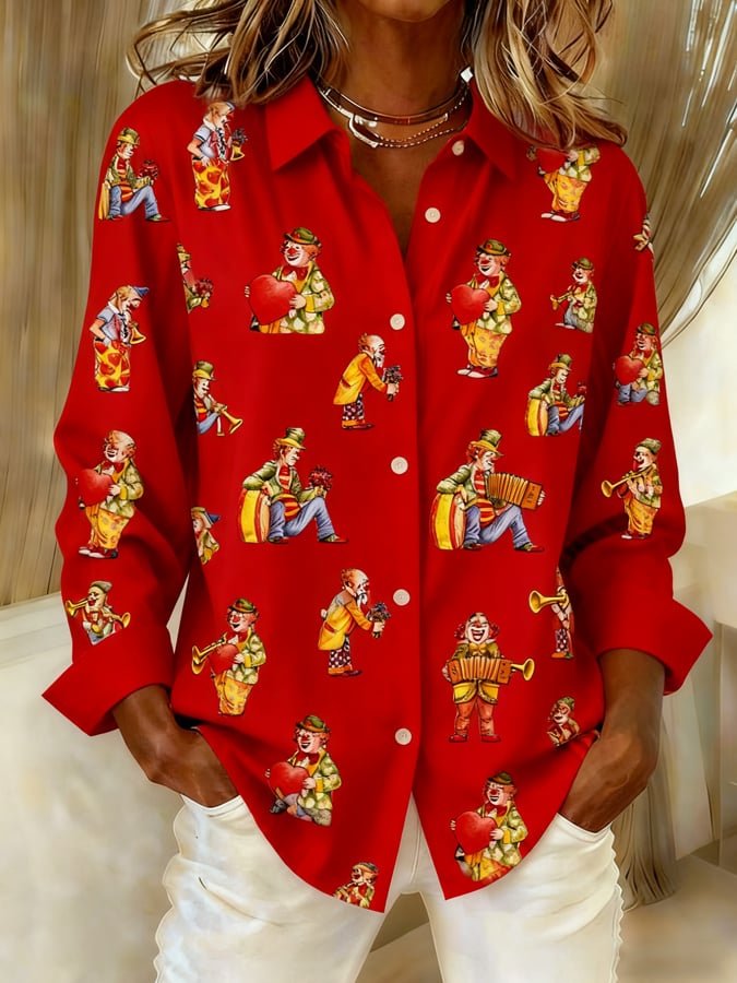 Dame Kölner Karneval Casual Print Dugi Rukav T-shirt