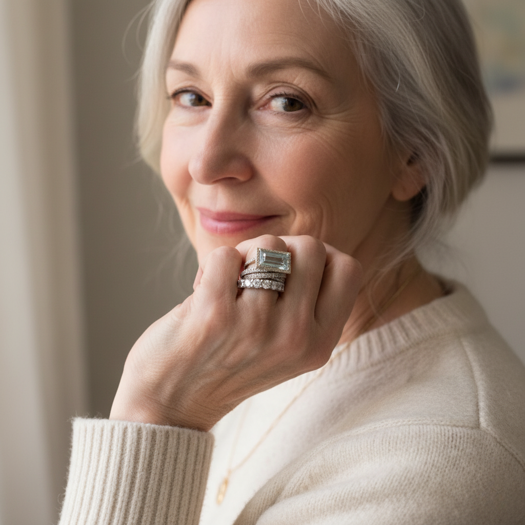 Vintage srebrne prstenje s staklenim tirkiznim kamenjem