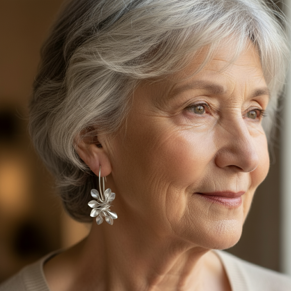 Vintage srebrne naušnice s nepravilan cvjetovima