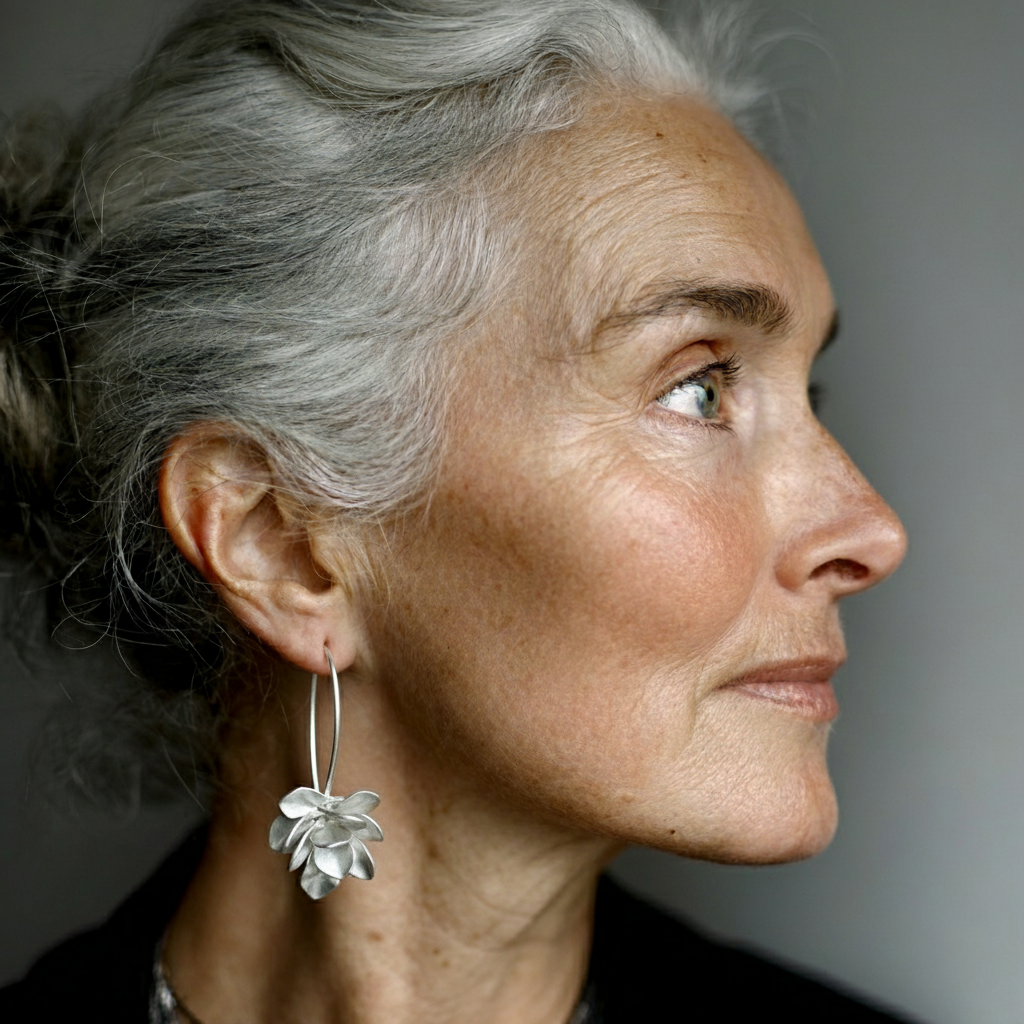 Vintage srebrne naušnice s nepravilan cvjetovima