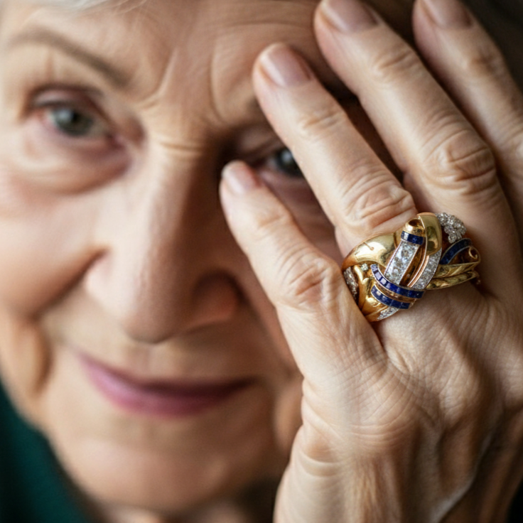 Vintage Zlatni Prsten s Plavim Cirkonom