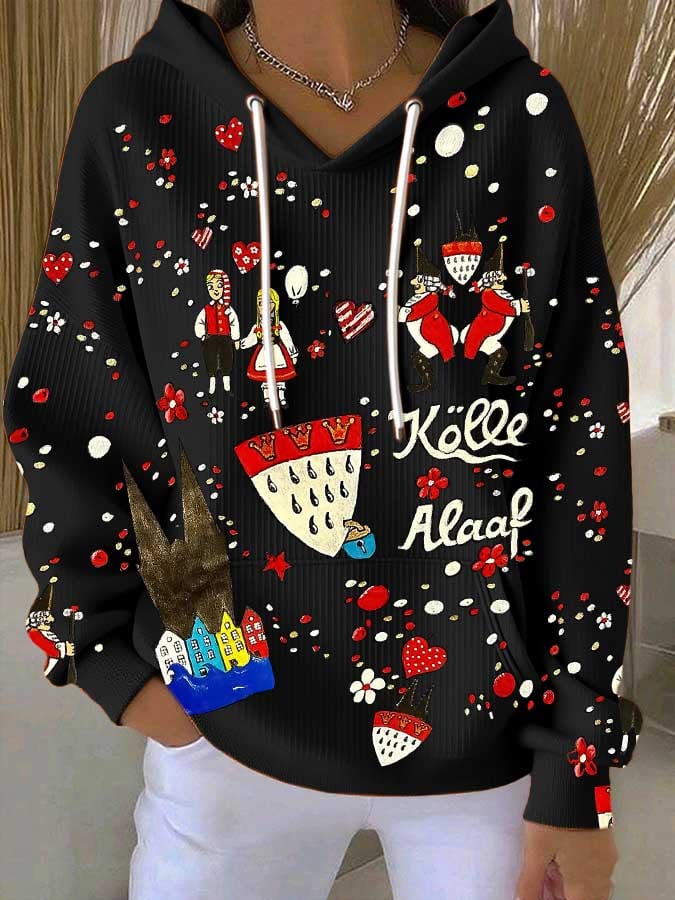 Lijepa majica s kapuljačom s Kölner karnevalskim printom za dame
