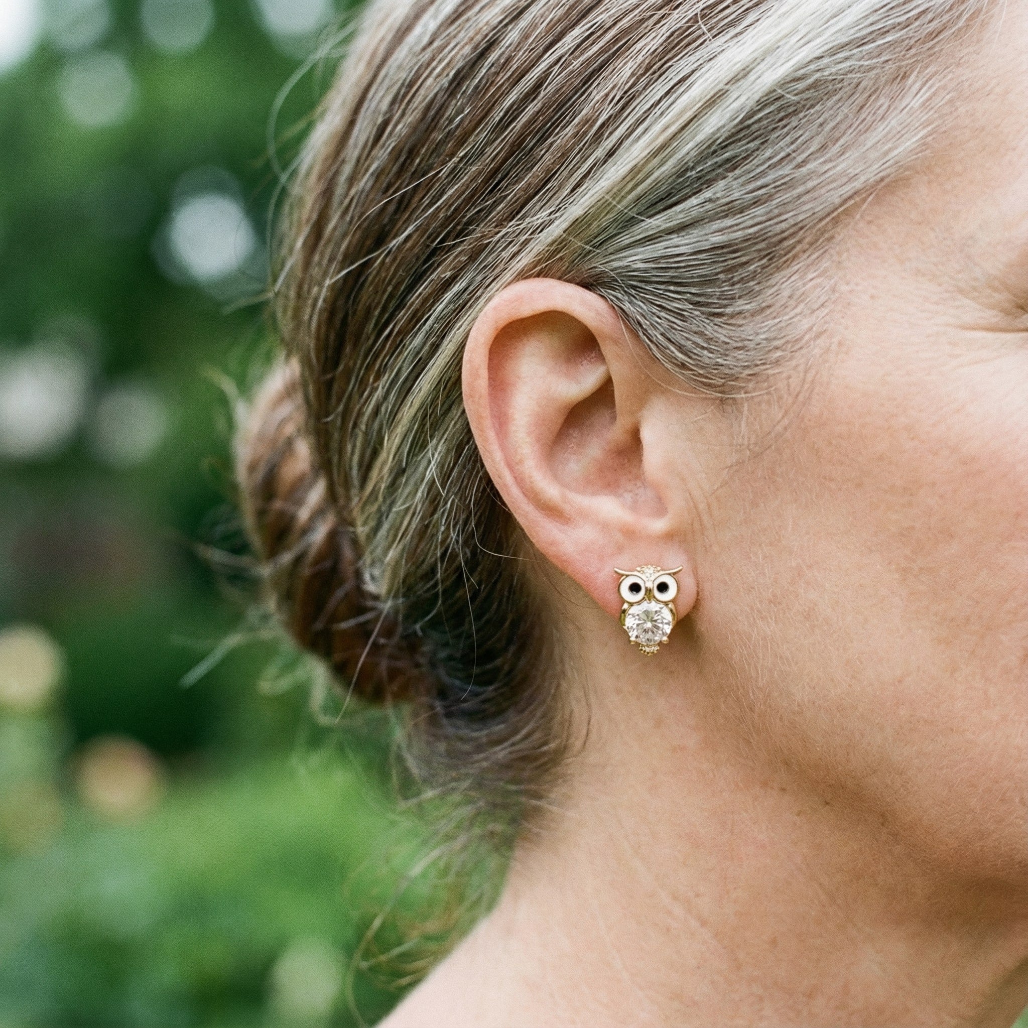 Vintage naušnice s sovom i kristalima