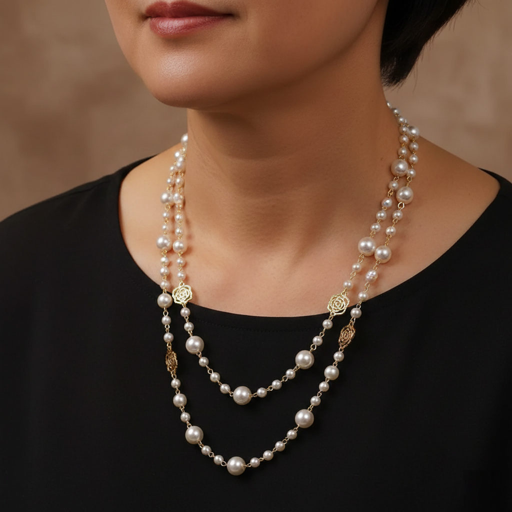 Elegantna zlatna ogrlica s biserom