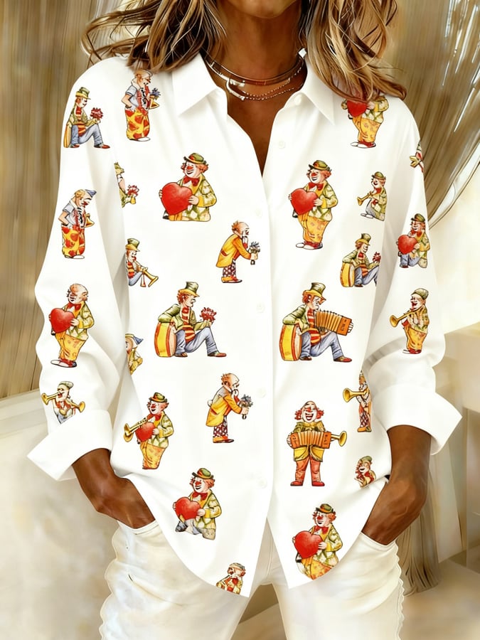 Dame Kölner Karneval Casual Print Dugi Rukav T-shirt