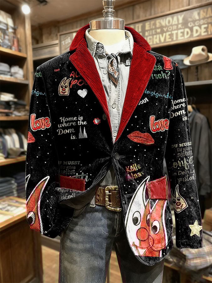 Prekrasan blazer za muškarce u retro karnevalskoj printu Kopenhagena